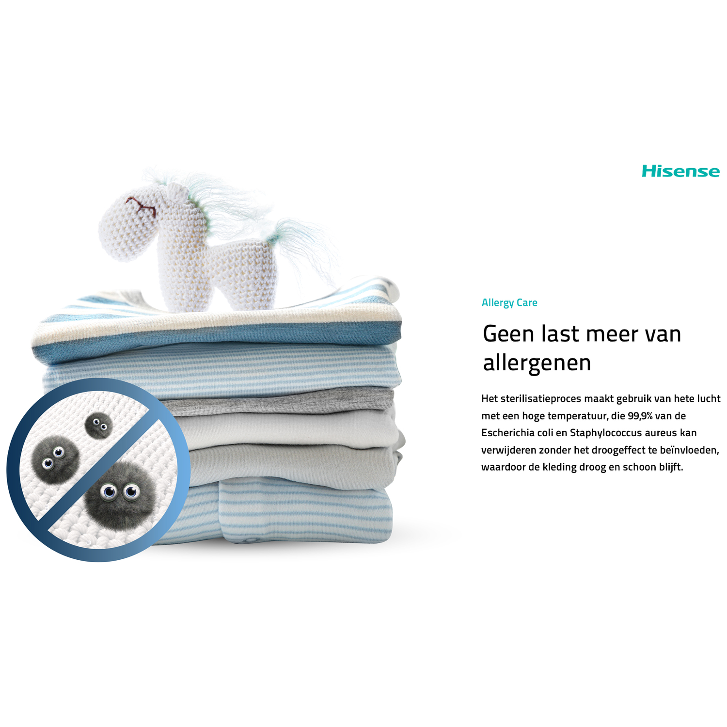 Een gebreid wit eenhoorntje op een stapel kleding. Virus icoon.