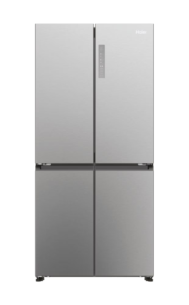 HAIER HCR3818ENMM Side by side hűtőszekrény, No Frost, 4 ajtós, LED világítás, New Platinum Inox