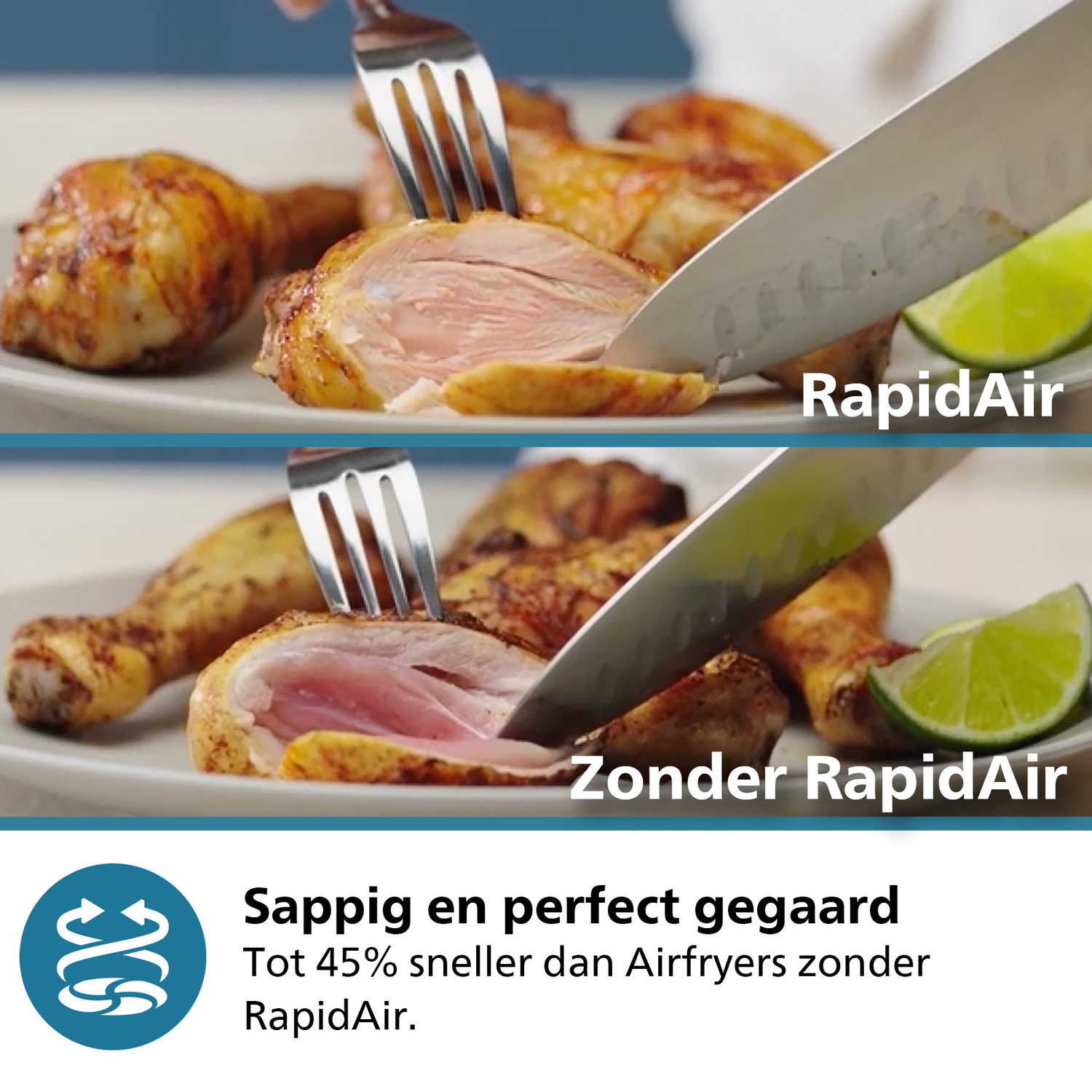 Gegaard kippetje met limoen, met en zonder RapidAir.