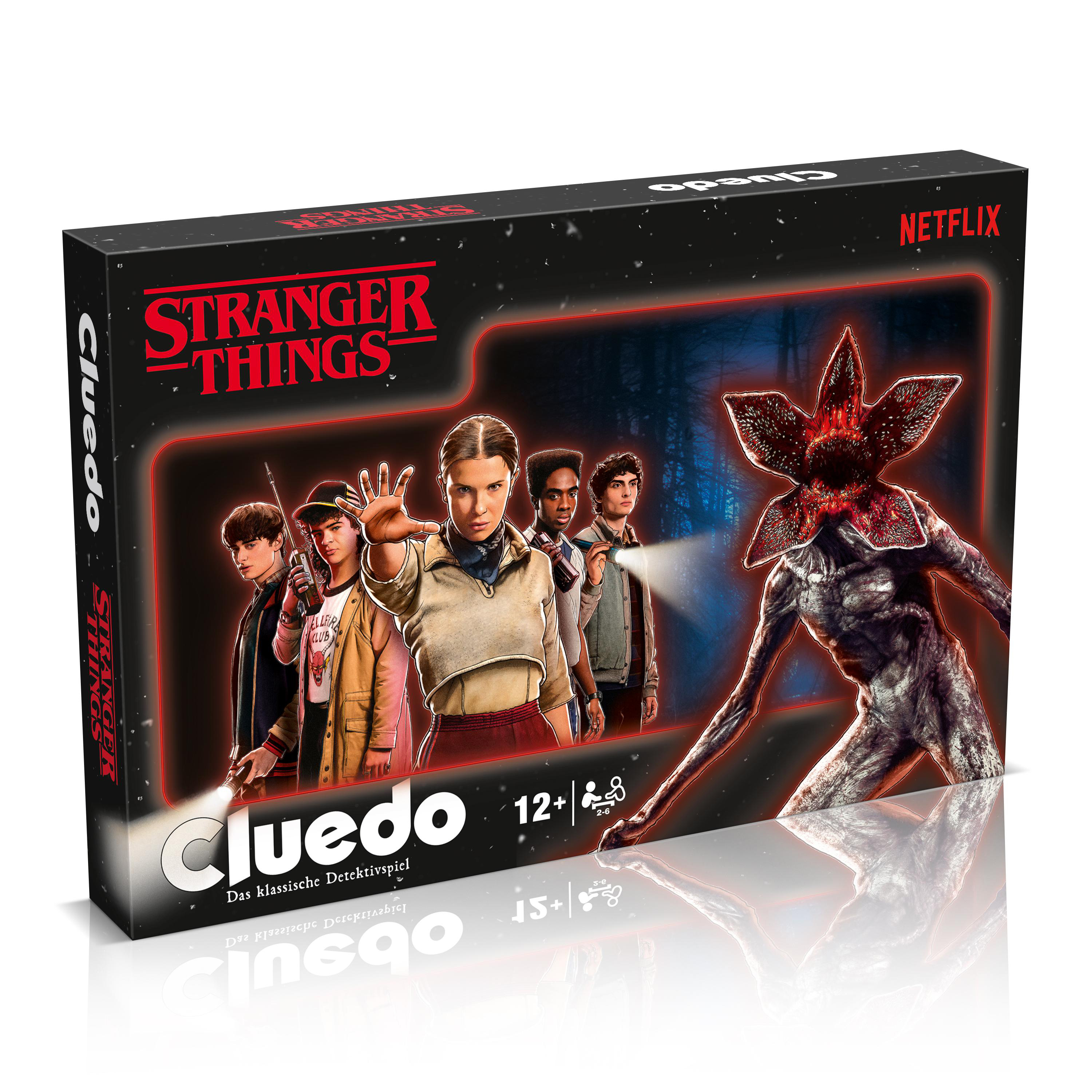 Das Cluedo Stranger Things Brettspiel zeigt Charaktere und den Demogorgon.