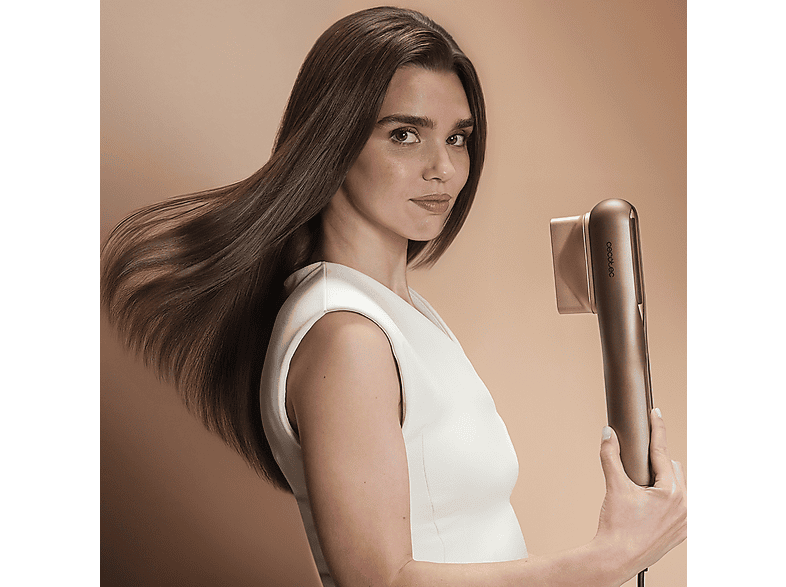 Plancha Secador - Cecotec AirLisse 2in1 ForceDry Champagne, Motor Brushless, Función Plasma, Cabezales imantados, Cerámica con queratina, Champagne