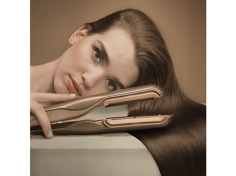 Plancha Secador - Cecotec AirLisse 2in1 ForceDry Champagne, Motor Brushless, Función Plasma, Cabezales imantados, Cerámica con queratina, Champagne – imagen 2