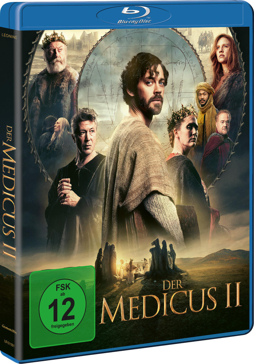 Blu-ray Cover für "Der Medicus II" mit Darstellern und mittelalterlicher Szenerie.