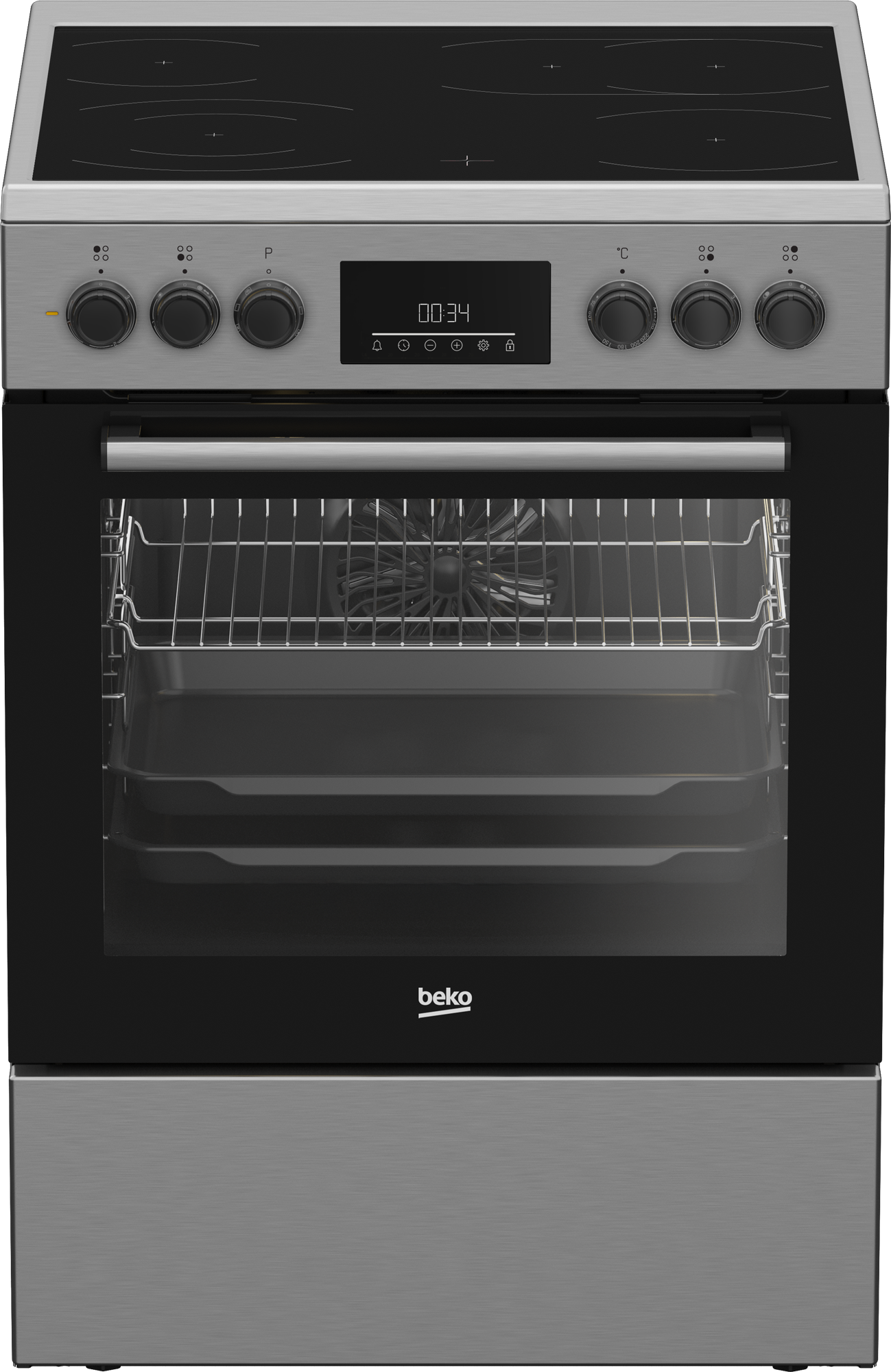 BEKO FBM67320XS Kerámia tűzhely, Kijelző, Multisütő, 72 l, inox