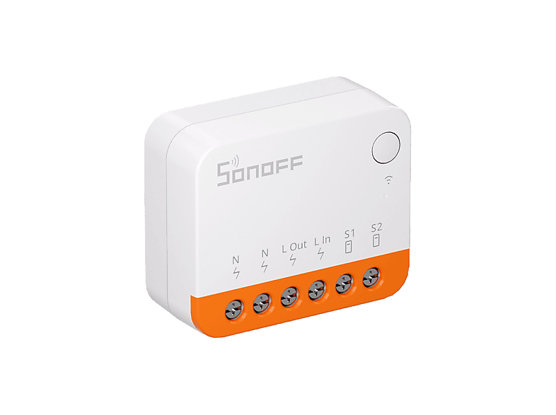 Interruptor inteligente - Sonoff MINIR4, Wi-Fi Zigbee, 10A, Diseño compacto, Control por voz, Blanco