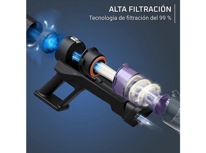 Aspirador escoba - Rowenta X Pert 5.80 RH5A32, Potencia succión 120 AW, 40 min, Cepillo multisuperficie, Pantalla digital, Alta filtración, Violeta