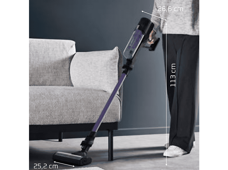 Aspirador escoba - Rowenta X Pert 5.80 RH5A32, Potencia succión 120 AW, 40 min, Cepillo multisuperficie, Pantalla digital, Alta filtración, Violeta – imagen 2
