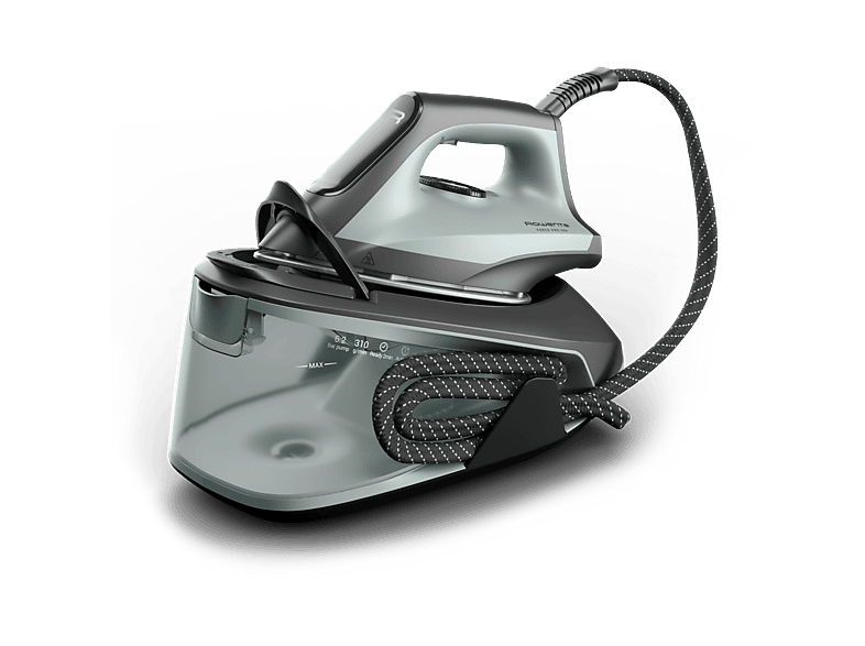 Centro de planchado - Rowenta Force Pro 300 VR5430, 2400 W, 310 g/min, 6.2 bar, Suela Durilium Airglide, Verde