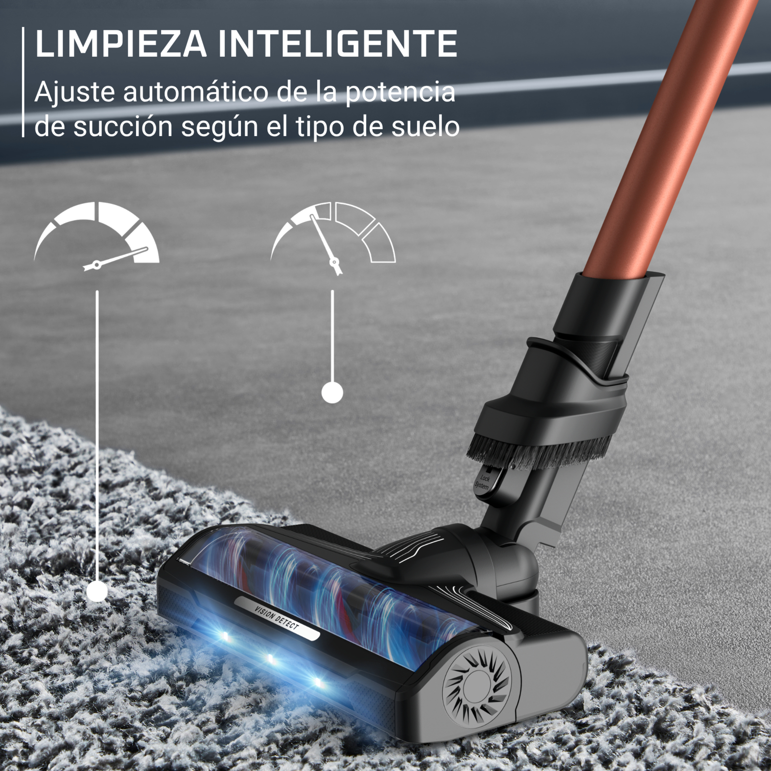 Limpieza inteligente. Ajuste automatico de la po tencia de succion segun el tipo de suelo