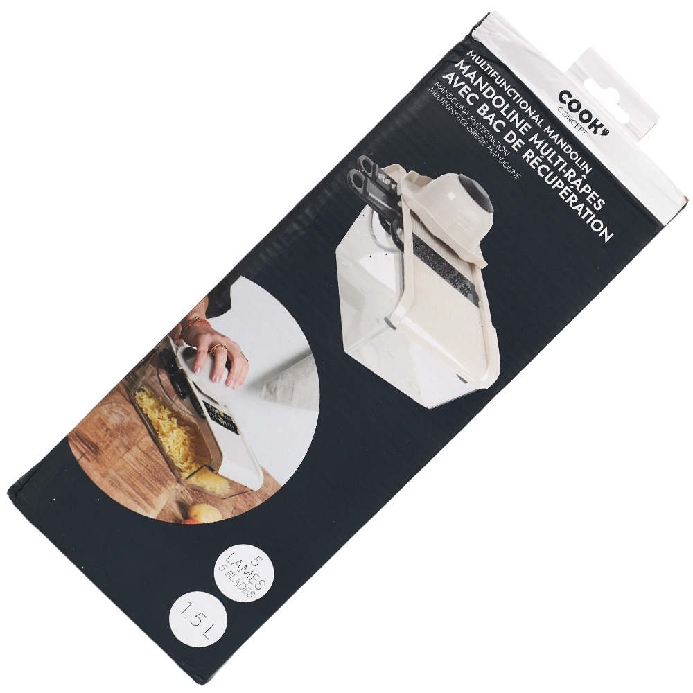 Mandolina multifunción Cook Concept con recipiente, 5 cuchillas, capacidad 1.5L.