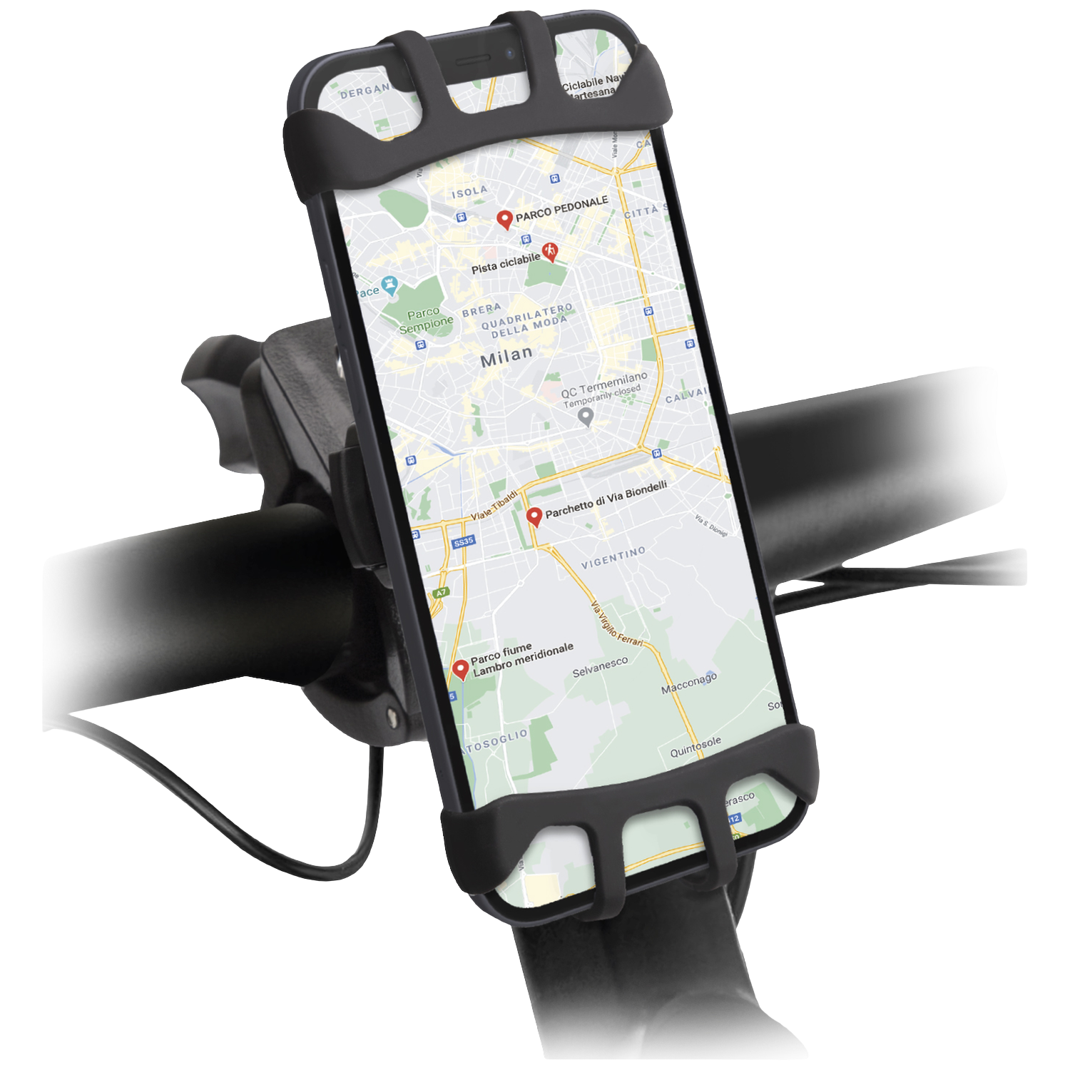 Support smartphone avec application de navigation pour vélo ou moto.