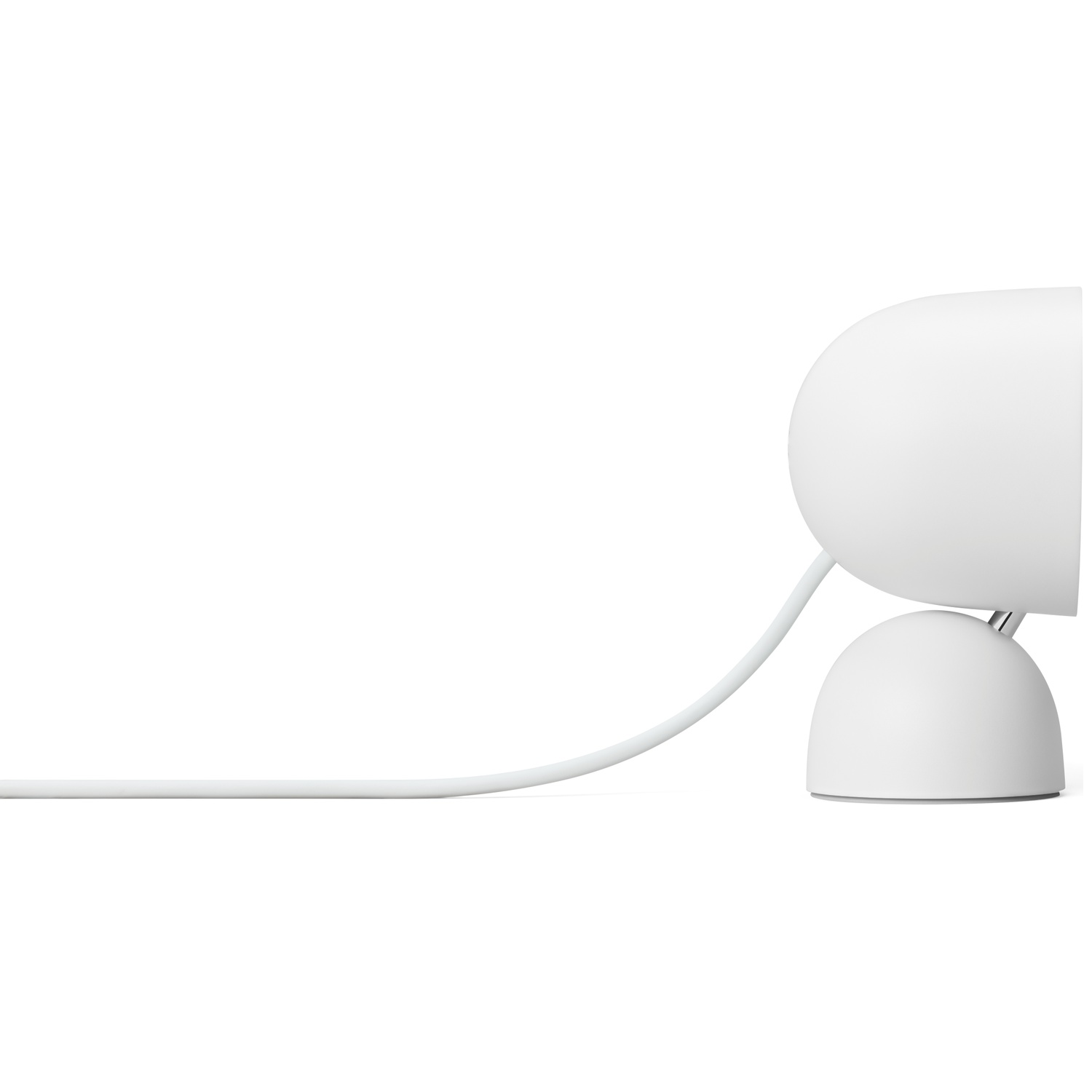 Een wit apparaat met een kabel op witte achtergrond.