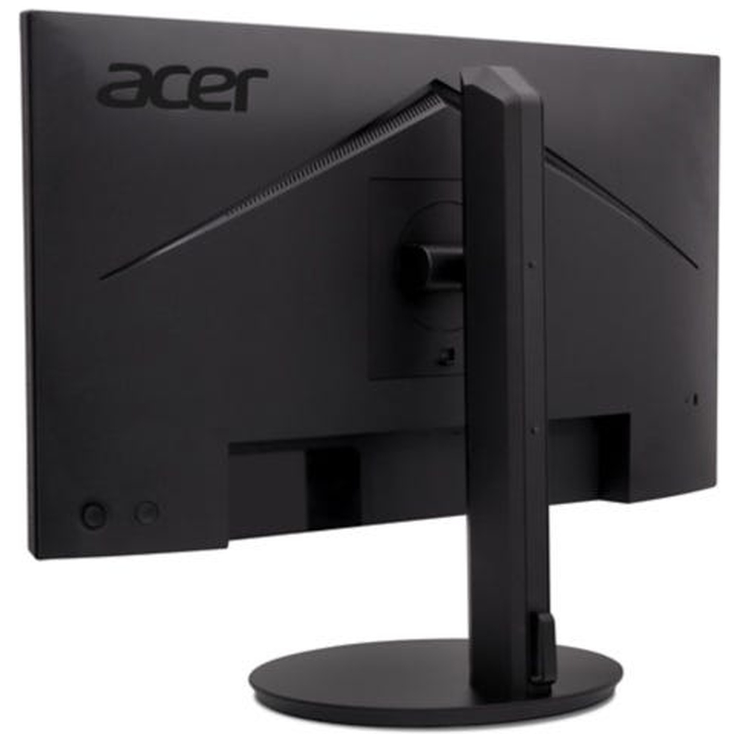 Back view of a black Acer monitor with stand and cable management.