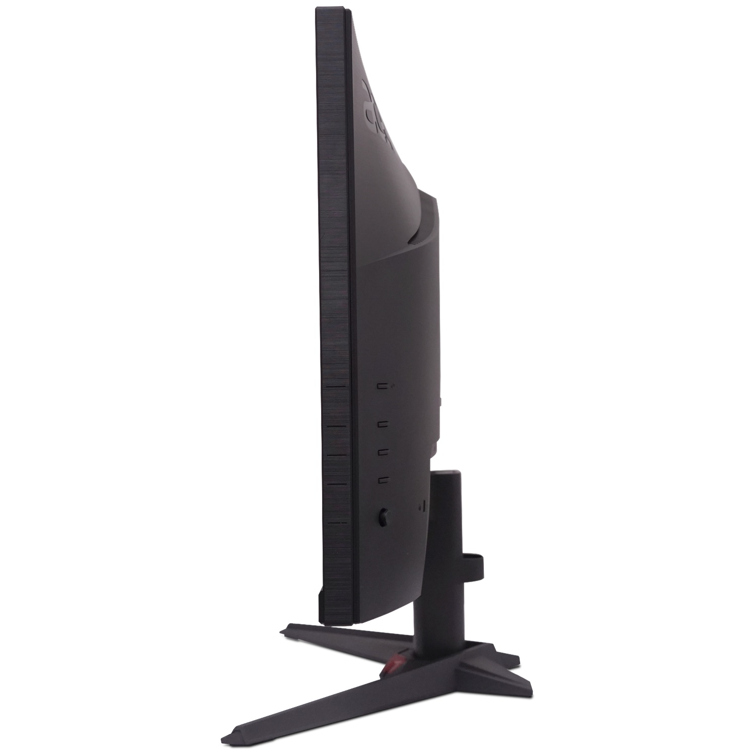 A black computer monitor with a thin bezel, seen from the side.