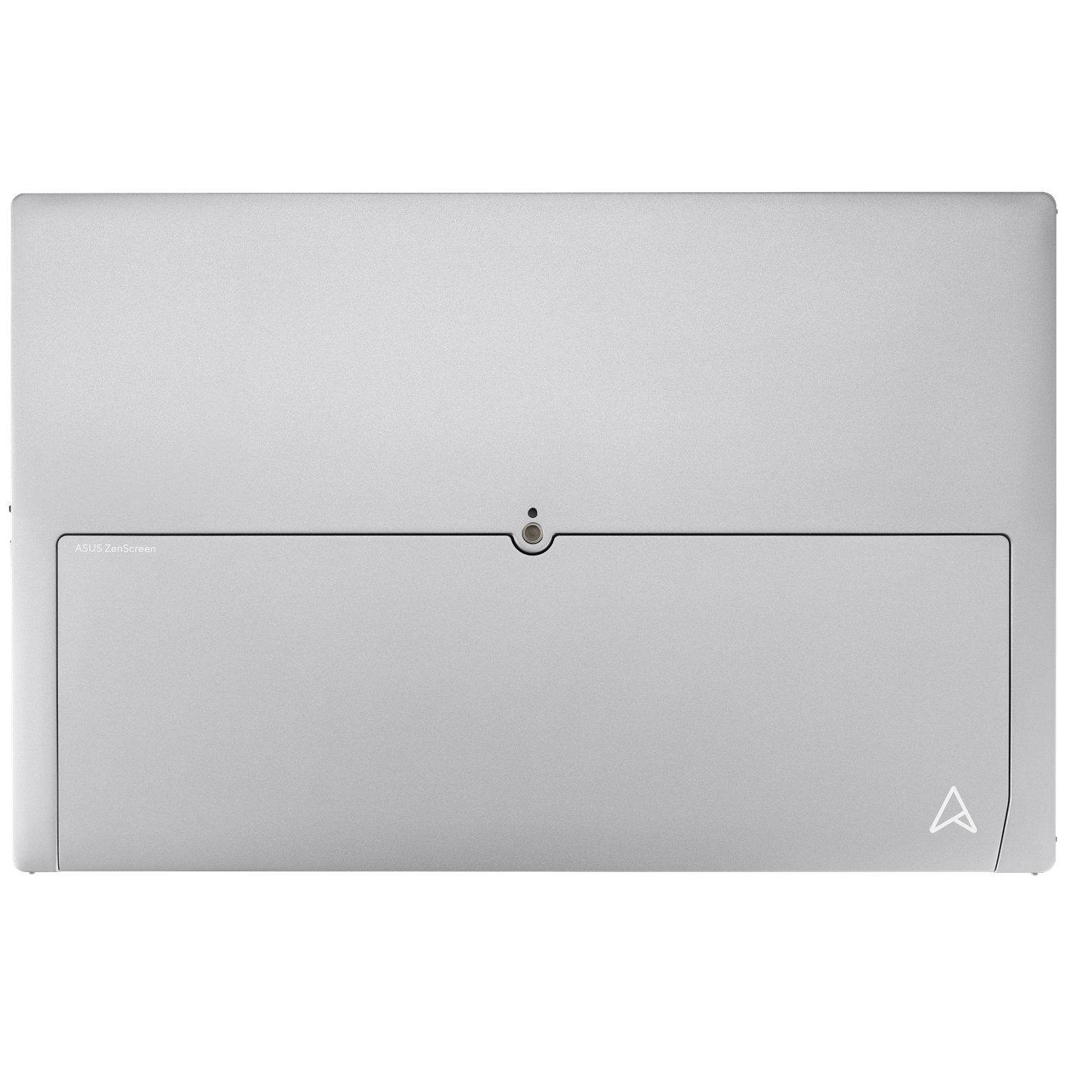 Silver ASUS ZenScreen with a rotating stand and logo.
