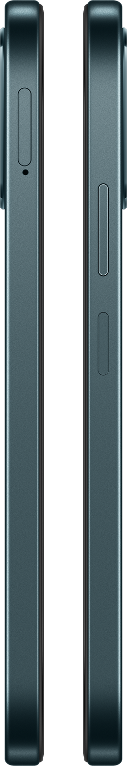Dos vistas laterales de un smartphone azul oscuro que muestran botones y una ranura para tarjeta SIM.