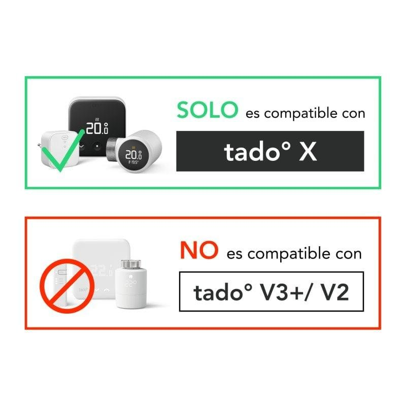 Compatible con tado° X (verde) y no con tado° V3+/V2 (rojo).