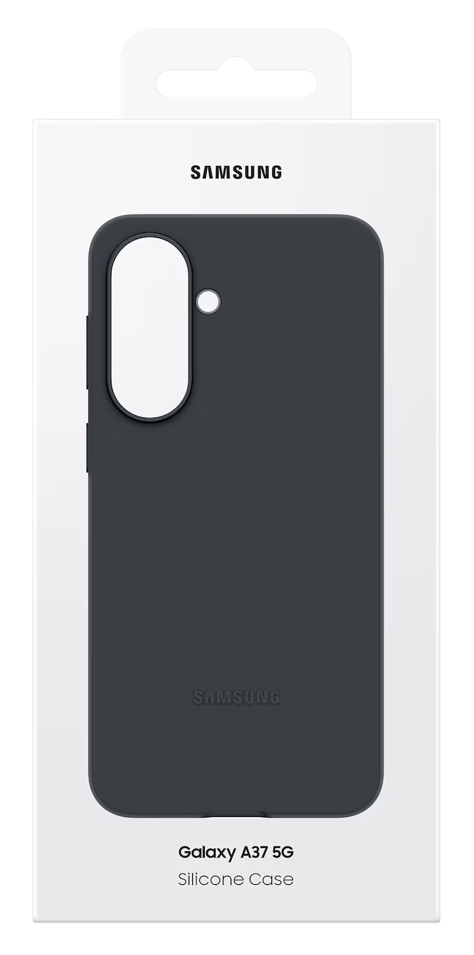 Ciemnoszara silikonowa obudowa Samsung Galaxy A37 5G w opakowaniu.