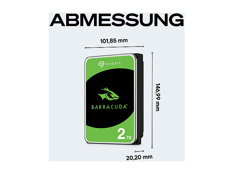 SEAGATE BarraCuda Festplatte, 2 TB HDD SATA 6 Gbps, intern
