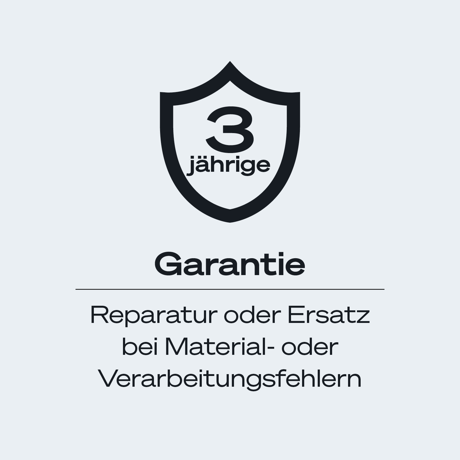 Garantie 3 ans : Réparation ou remplacement pour défauts de matériaux ou de fabrication.