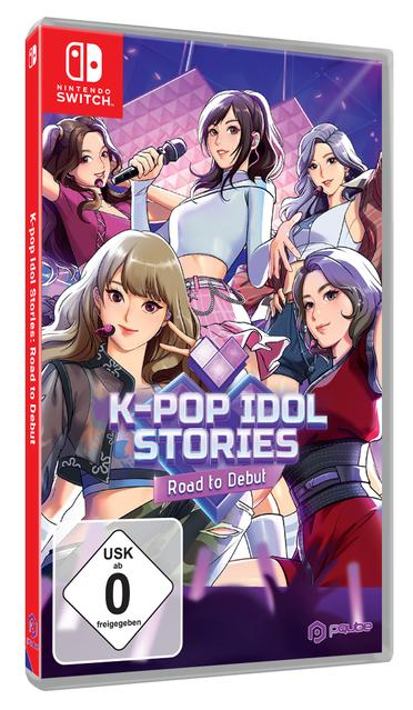 Nintendo Switch Spielcover: K-Pop Idol Stories mit 5 Anime-Mädchen, Mikrofon.