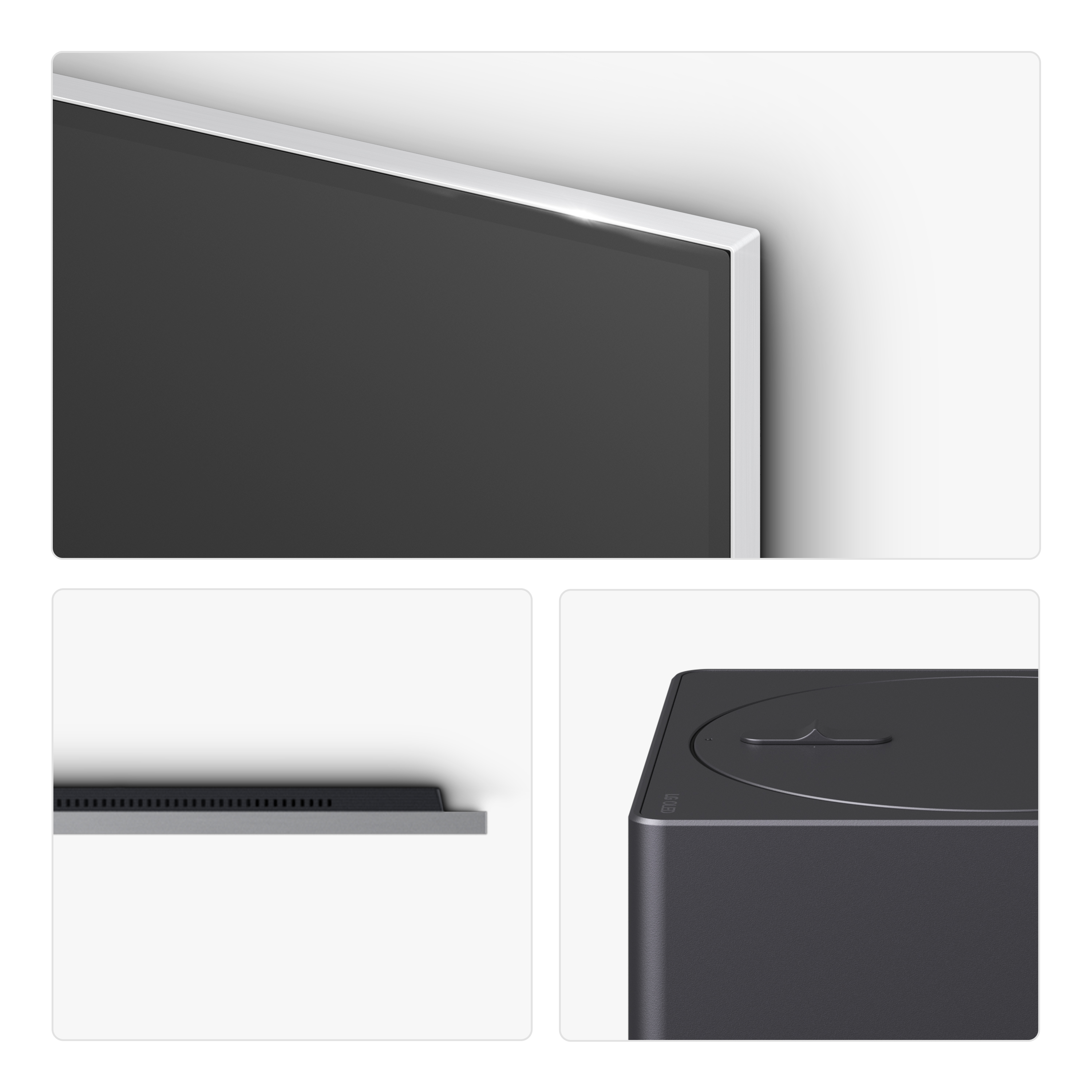 Zbliżenie ciemnego urządzenia z logo LG OLED i przyciskami sterującymi.