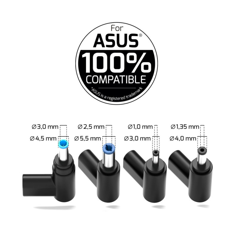 Quattro connettori compatibili Asus con specifiche di dimensioni.
