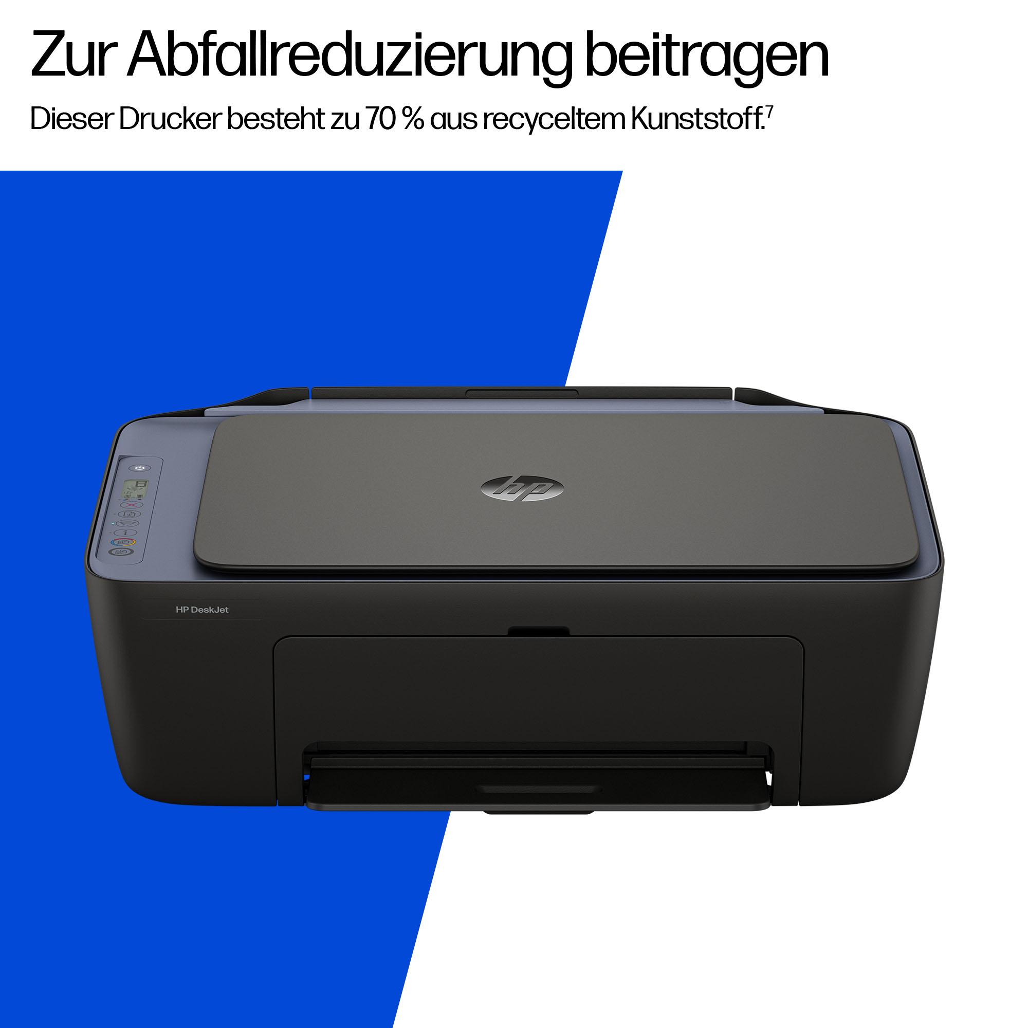 Ein schwarzer HP DeskJet Drucker mit Tasten und Display.
