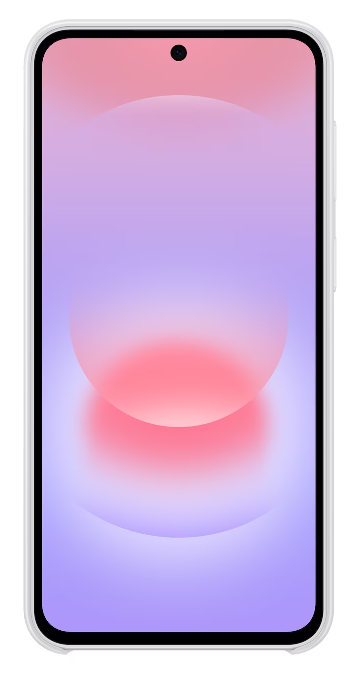 Smartfon z tapetą z gradientem od fioletu do różu i okrągłym wzorem.