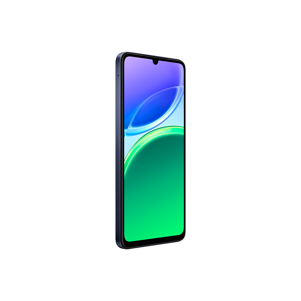 Ekranında mavi ve yeşil gradyan gösteren koyu renkli bir akıllı telefon.