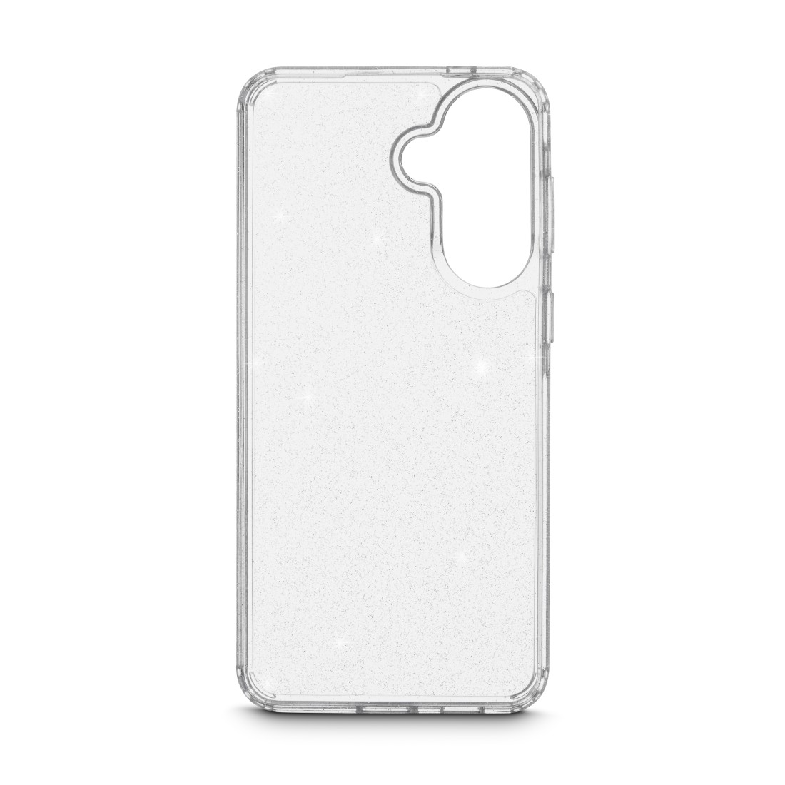 Transparente Handyhülle mit Glitzereffekt.