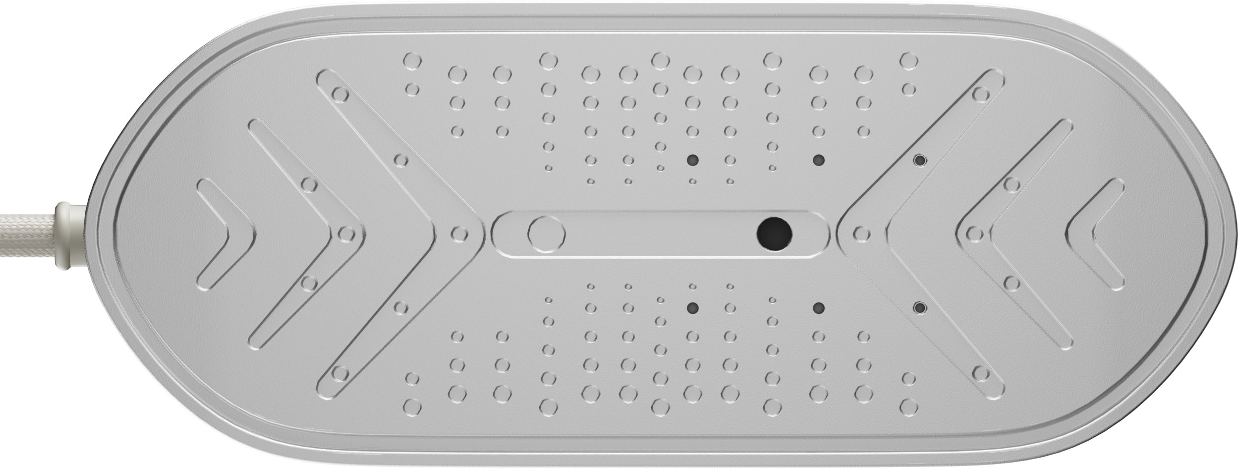 Spód żelazka ze sznurkiem i otworami parowymi.