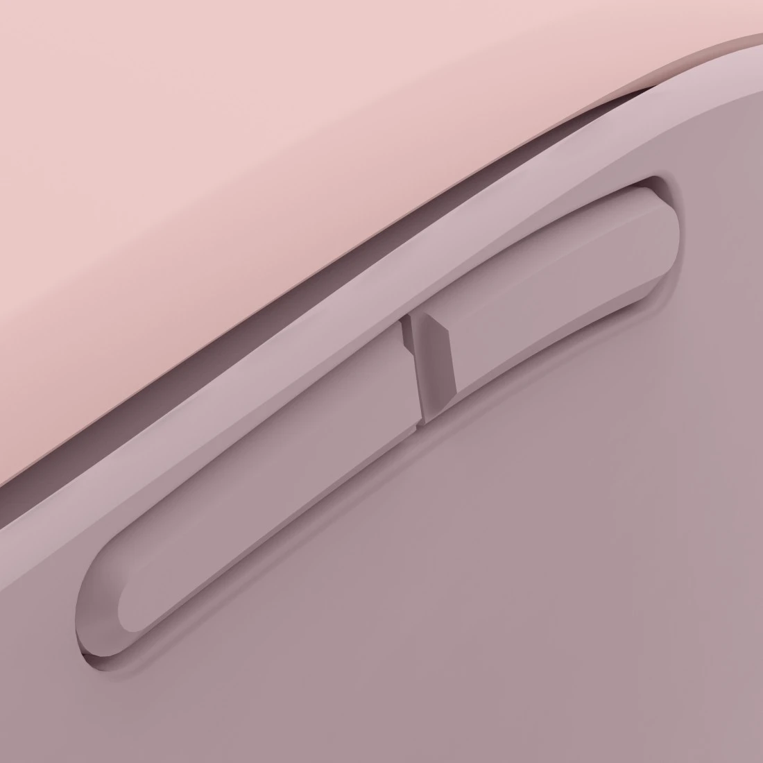 Zbliżenie na różowy suwak we wcięciu na jaśniejszym różowym tle.