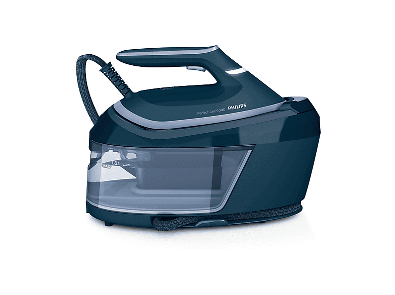 FERRO CALDAIA PHILIPS PerfectCare Serie 6000, Potenza 2400 W, pompa 6,5 bar, Vapore continuo fino a 500 g/min, Sistema anticalcare integrato, Capacità serbatoio 1,8 l, Piastra in Acciaio inox