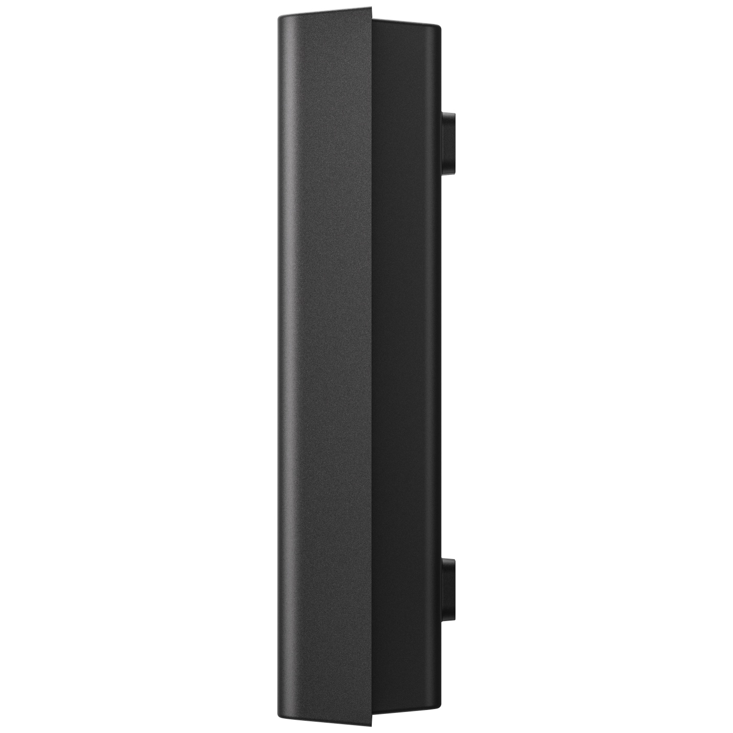 Un objet rectangulaire noir aux bords arrondis, vu sous différents angles.