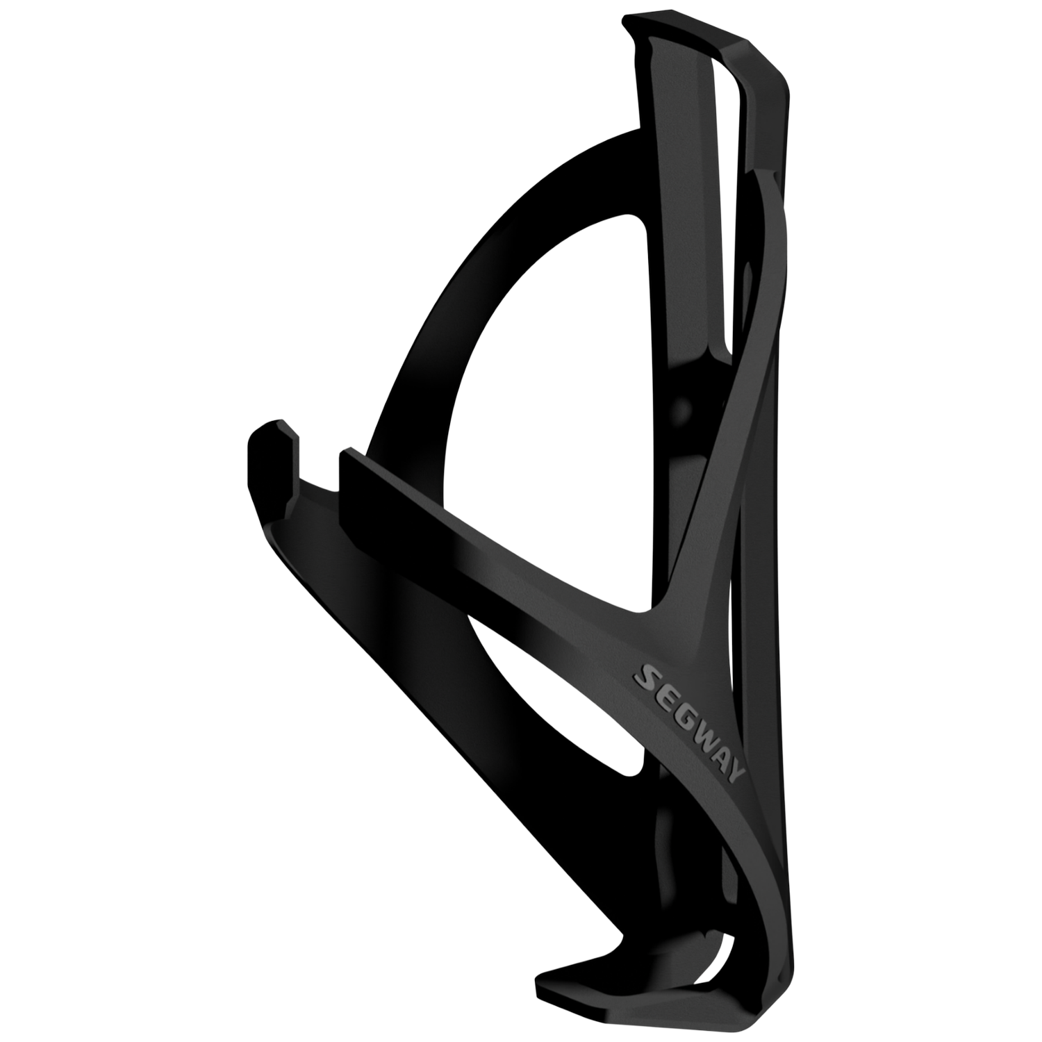 Een zwarte, moderne fietsbidonhouder met SEGWAY-logo.