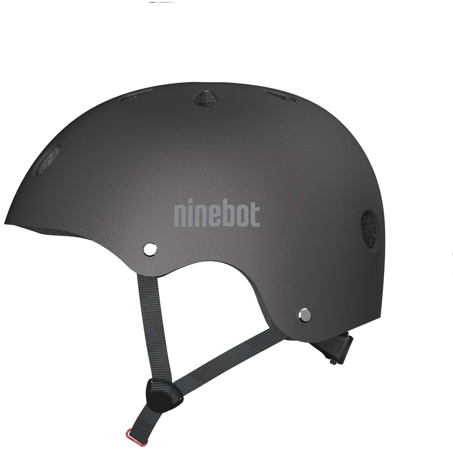 Zwarte helm met Ninebot-logo en verstelbare bandjes.