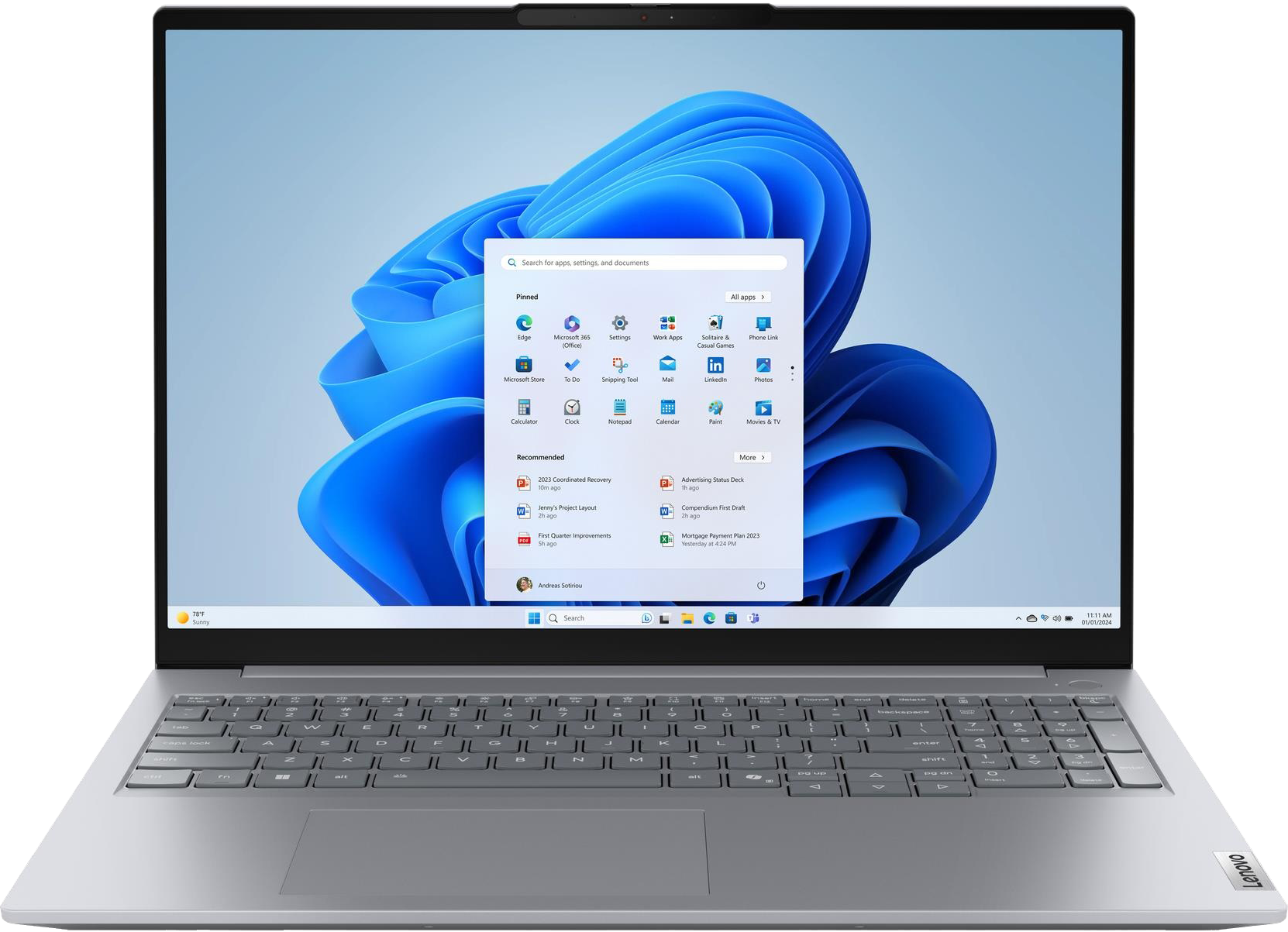 LENOVO ThinkBook 16 G8 IAL 21SK00A8HV Szürke Laptop (16" WUXGA/Core Ultra 5/16GB/256 GB SSD/Win11P)