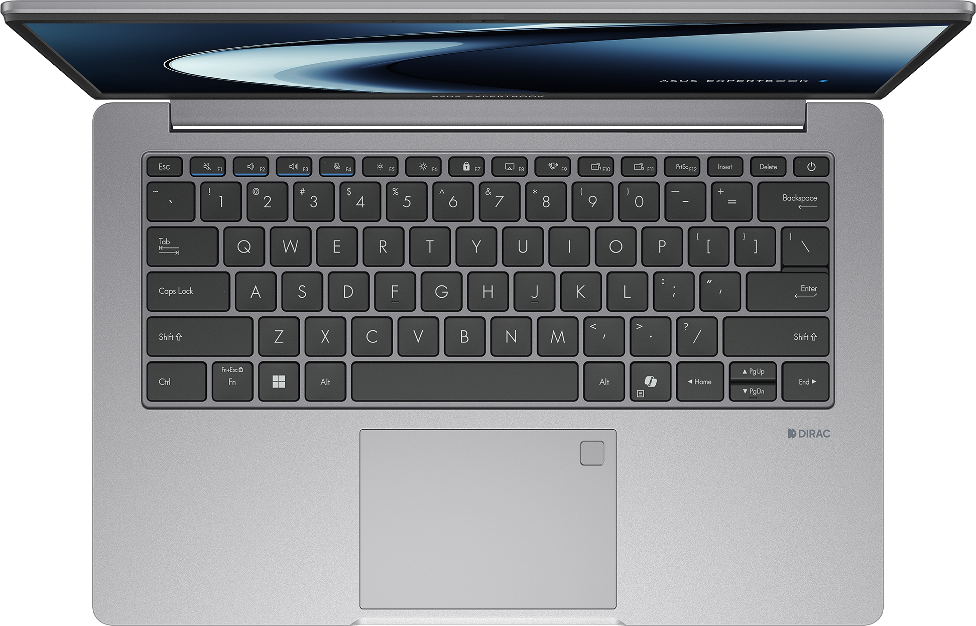 Un ordinateur portable argenté, ouvert, montrant le clavier et le pavé tactile.
