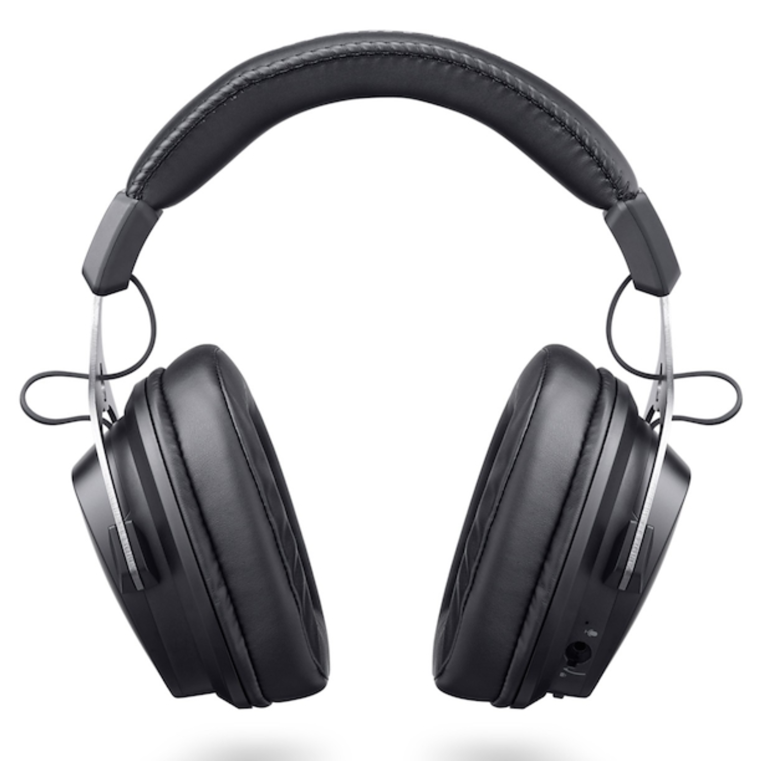 Auriculares negros supraaurales con diadema y almohadillas acolchadas.