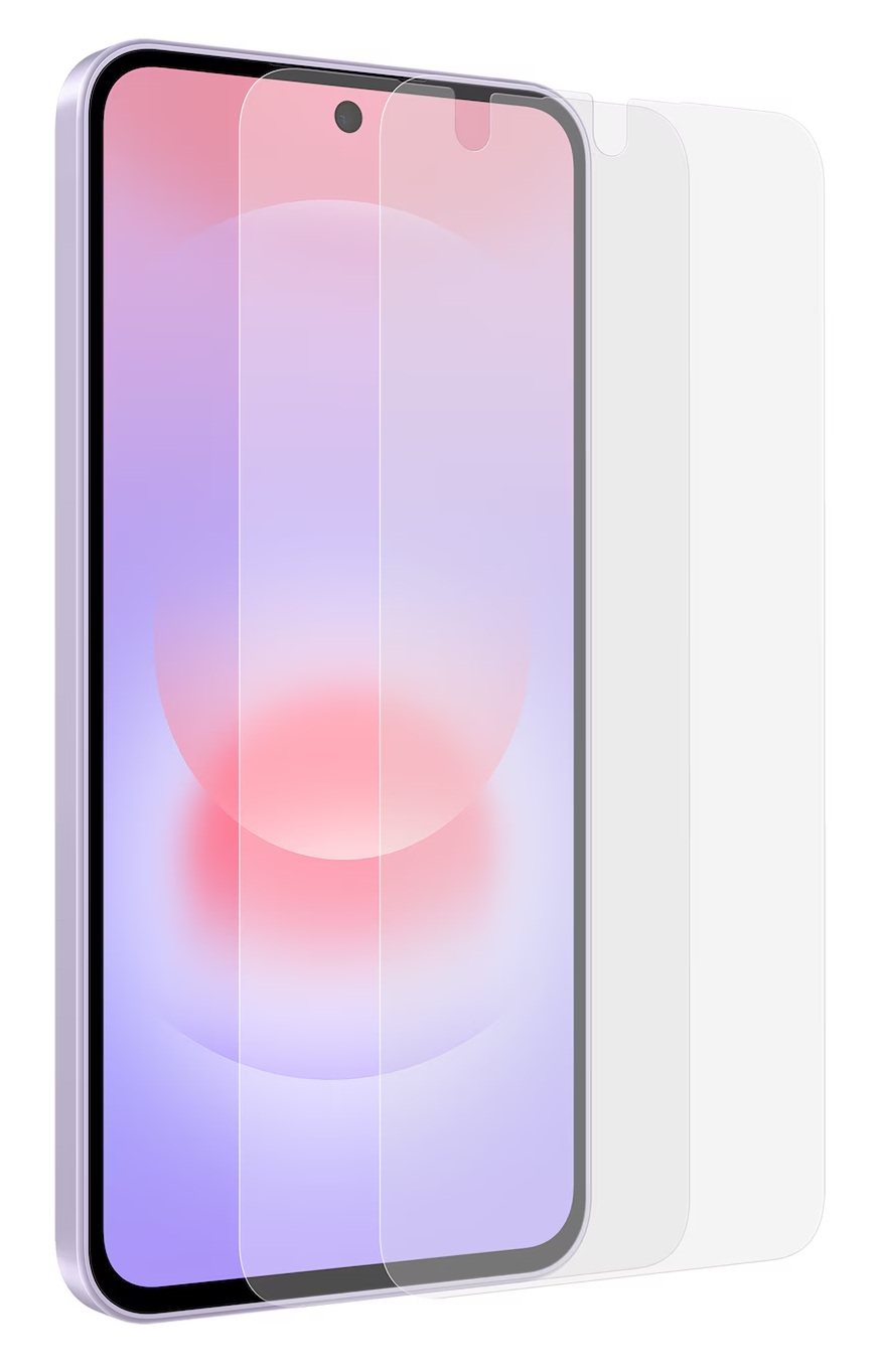 Smartfon z osłoną ekranu. Ekran pokazuje gradient kolorów.
