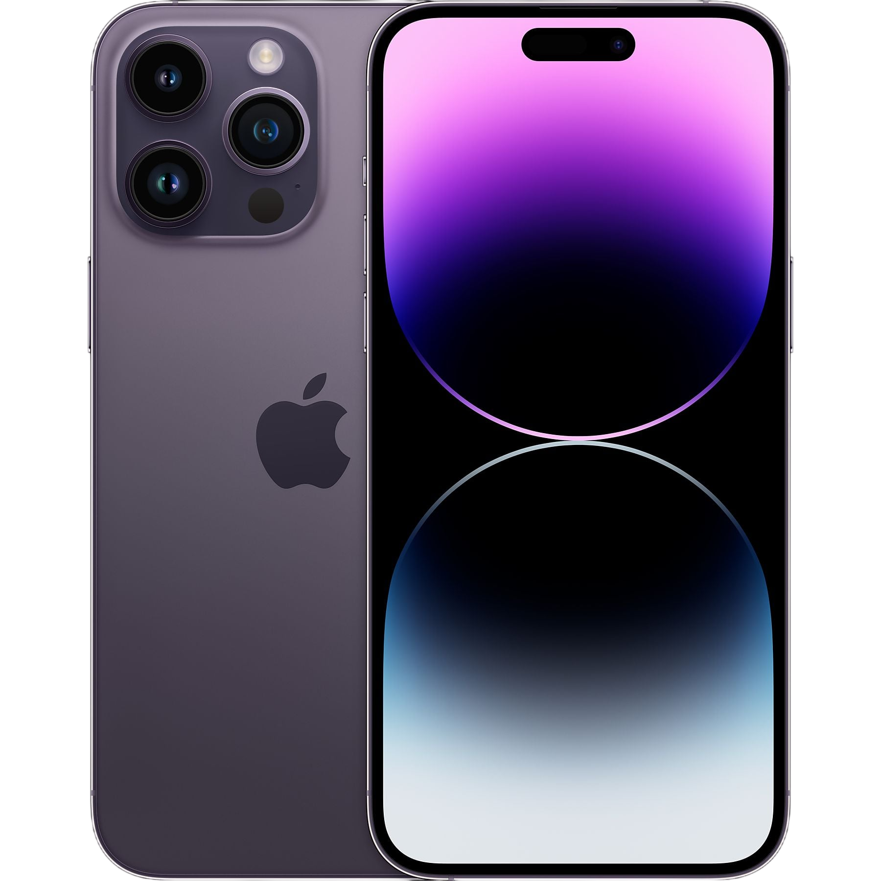 Mor iPhone, arkada üç kamera ve parlayan ekrana sahip.