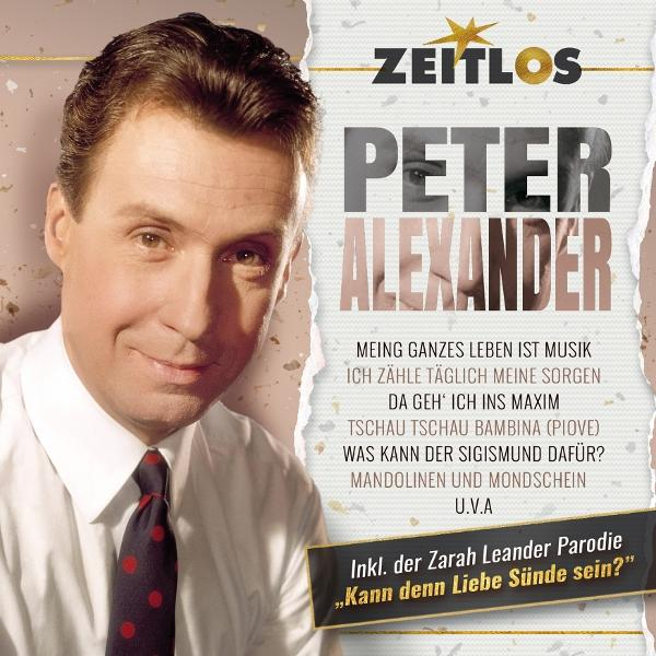 Peter Alexander im Anzug mit Krawatte, Albumtitel und Songliste.