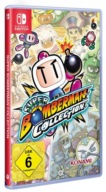 Die Hülle von Super Bomberman Collection für Nintendo Switch mit vielen Charakteren.