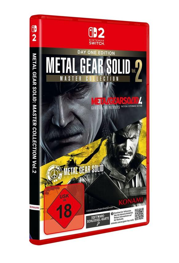 Nintendo Switch Spielhülle: Metal Gear Solid 2 Master Collection. Mit Charakteren und Logos.