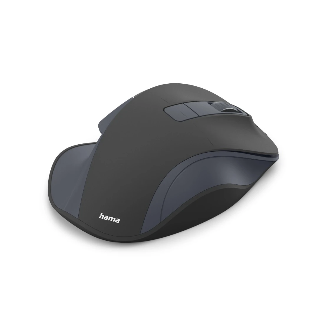 Ergonomiczna czarno-szara mysz komputerowa Hama, na białym tle.