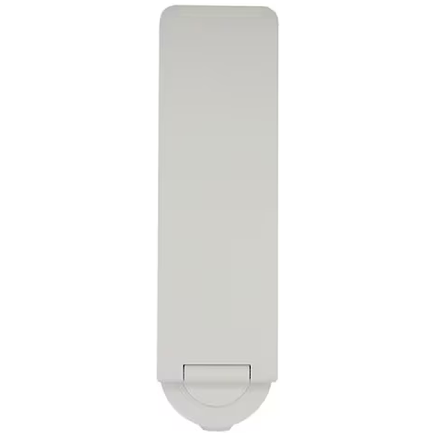 A simple, white soap dispenser casing with a rounded bottom.