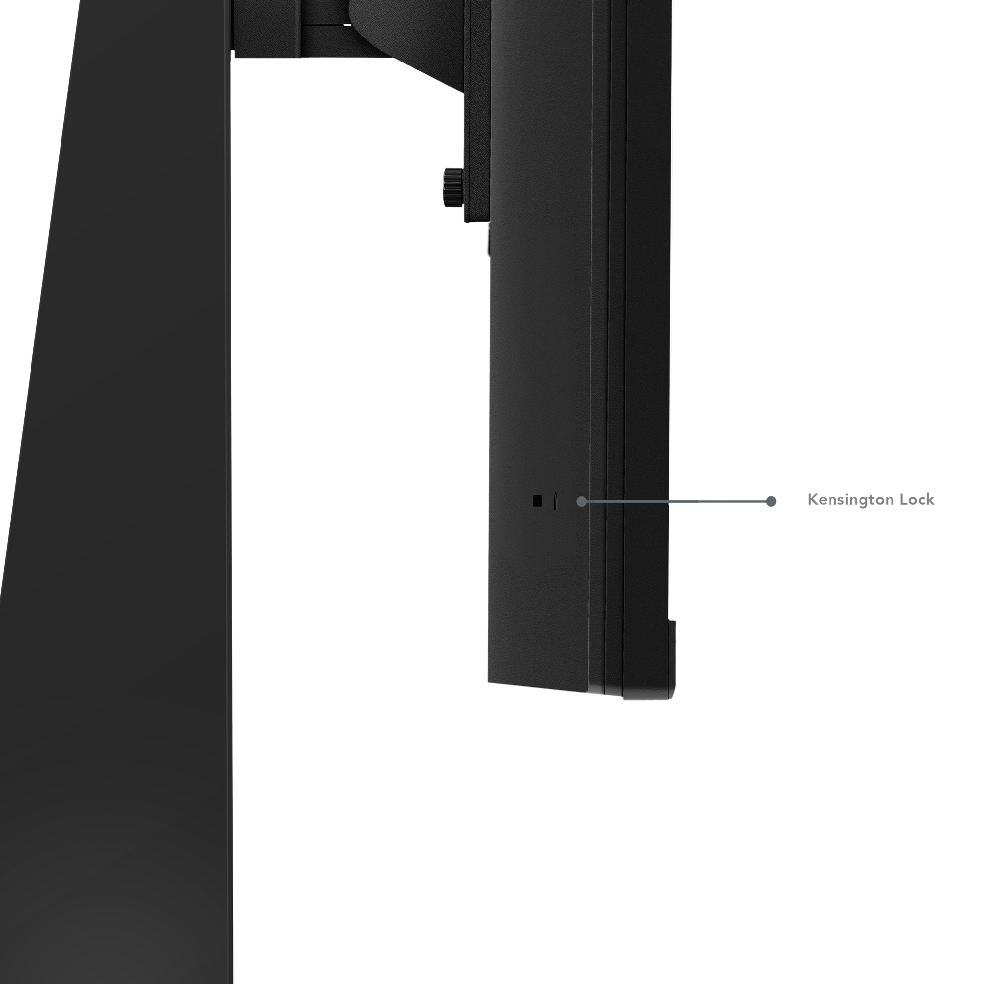 Czarna obudowa z portem Kensington Lock.