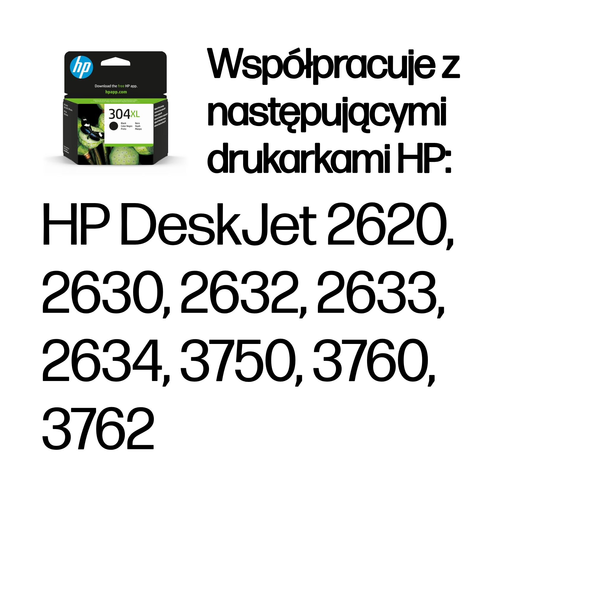 Tusz HP 304XL z motylem, kompatybilny z drukarkami HP DeskJet 2620.