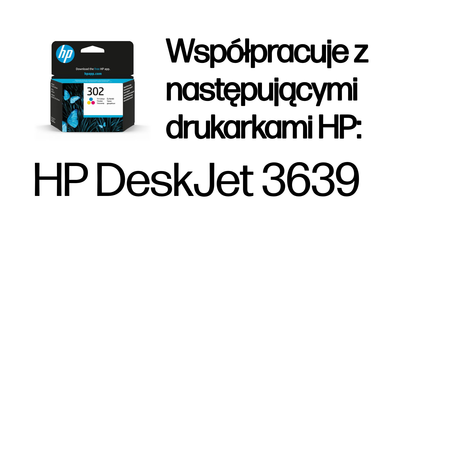 Tusz HP 302 Trójkolorowy do drukarek HP DeskJet 3639.